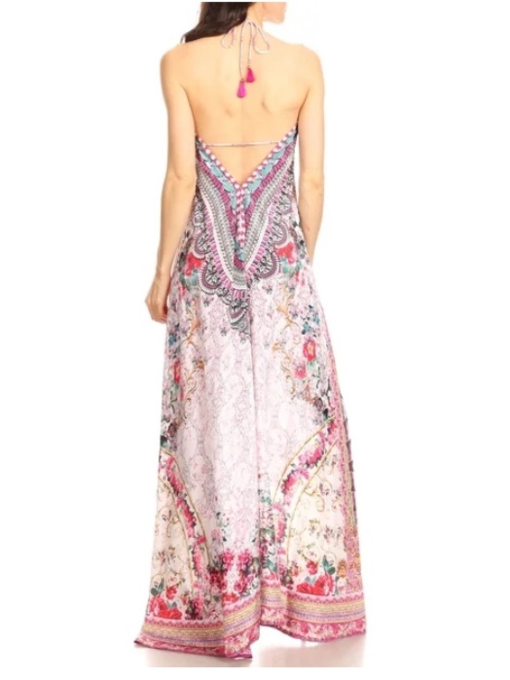 Sakkas Lizi Womens Maxi High-low Halter Handkerchief Long Dress Pink One Size - Picture 2 of 16